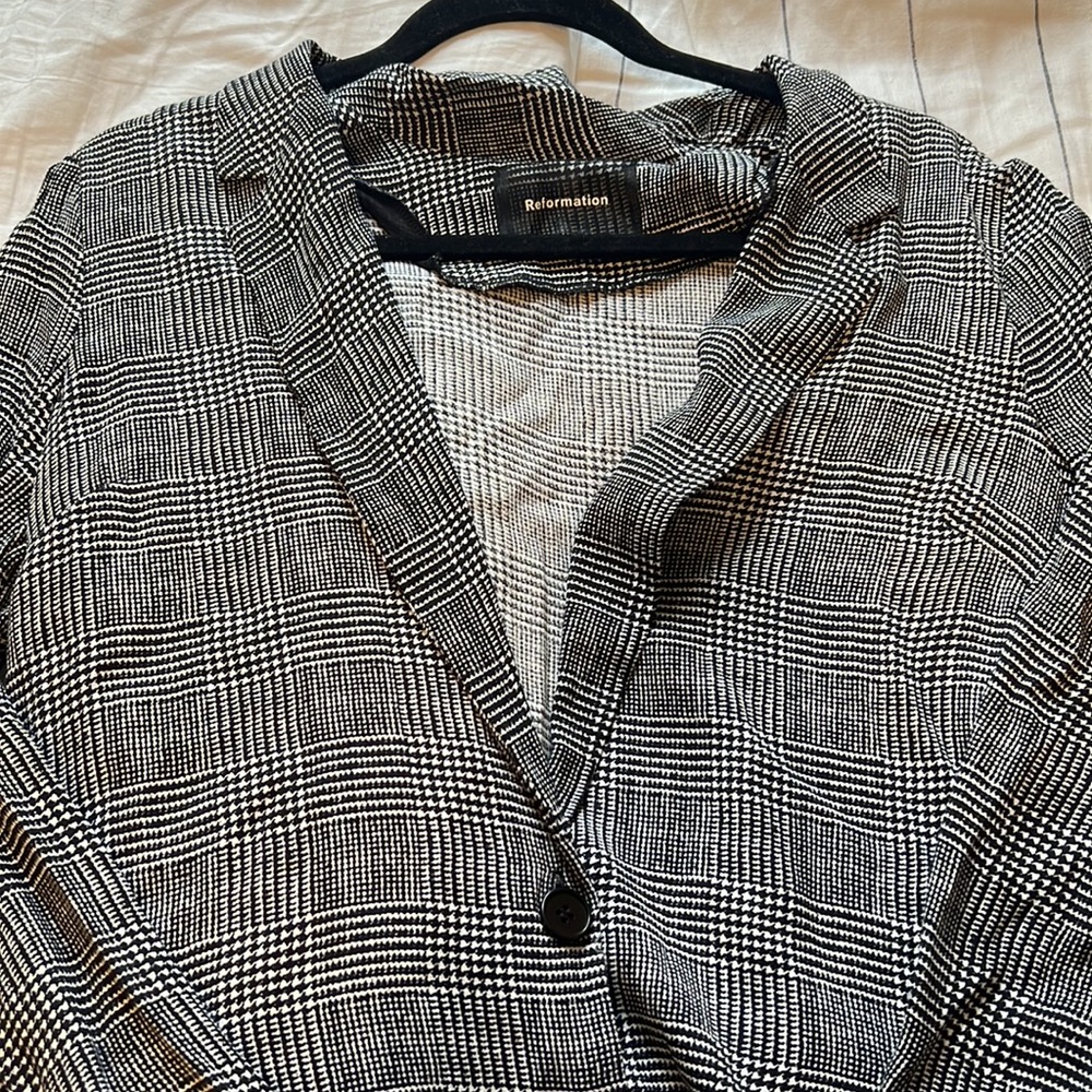 Reformation black and white light blazer